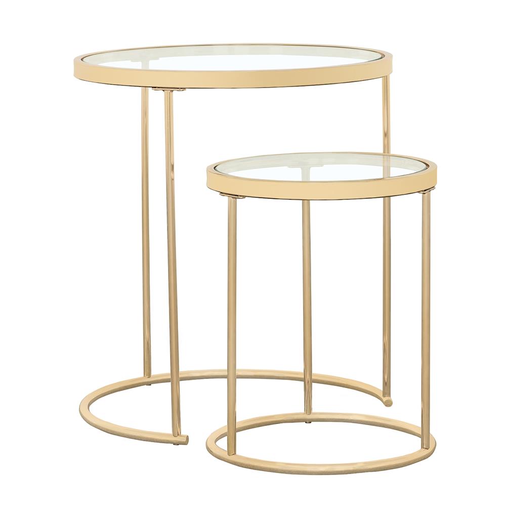 Maylin 2-Piece Round Glass Top Nesting Tables Gold - 935936 - Bien Home Furniture &amp; Electronics
