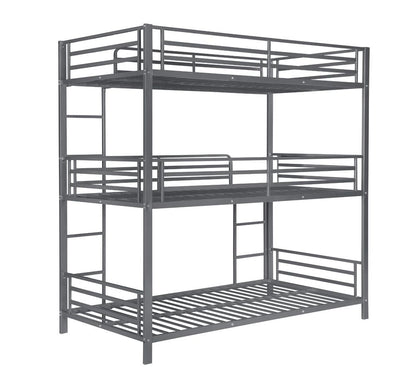 Maynard Gunmetal Metal Triple Twin Bunk Bed - 422670 - Bien Home Furniture &amp; Electronics