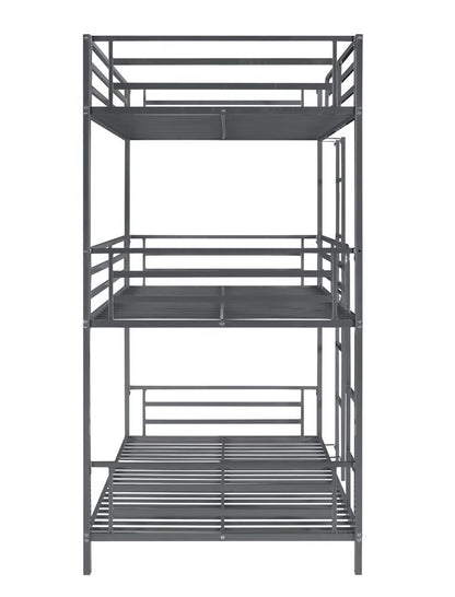 Maynard Gunmetal Metal Triple Twin Bunk Bed - 422670 - Bien Home Furniture &amp; Electronics