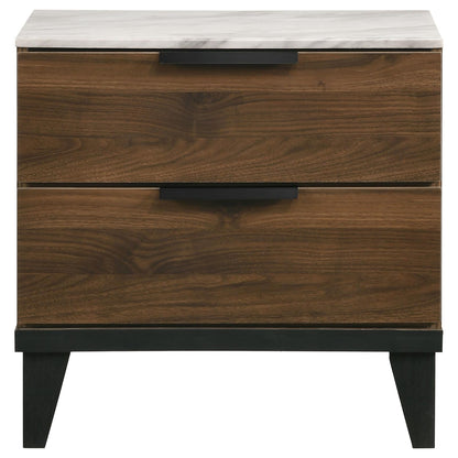 Mays 2-Drawer Nightstand Walnut Brown with Faux Marble Top - 215962 - Bien Home Furniture &amp; Electronics