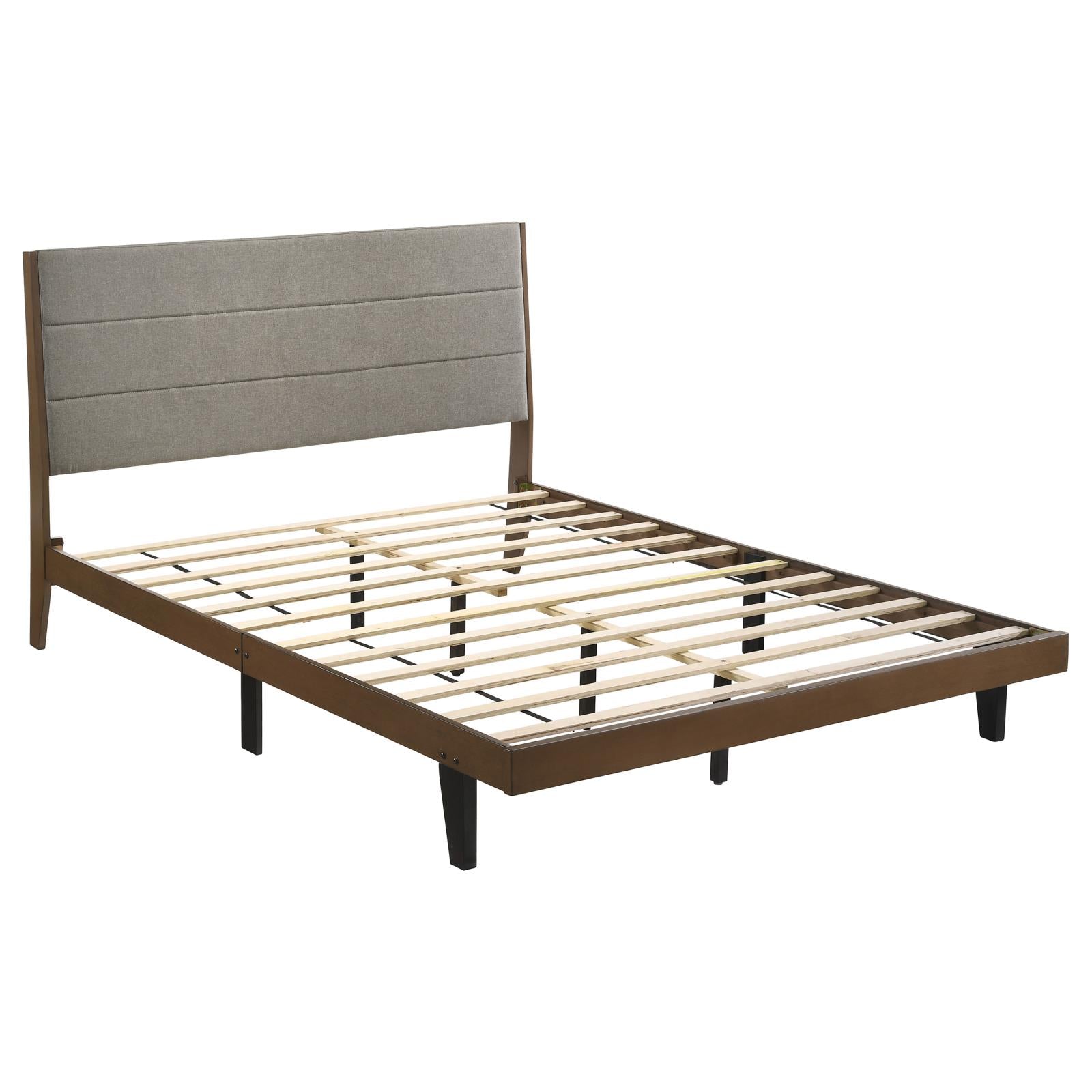 Mays Walnut Brown/Gray Upholstered Platform Bedroom Set - SET | 215961Q | 215962 | 215965 - Bien Home Furniture &amp; Electronics