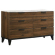 Mays Walnut Brown with Faux Marble Top 6-Drawer Dresser - 215963 - Bien Home Furniture & Electronics