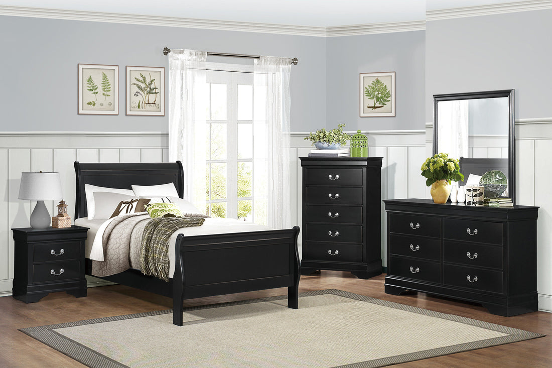 Mayville Black Twin Sleigh Bed - SET | 2147TBK-1 | 2147TBK-3 - Bien Home Furniture &amp; Electronics