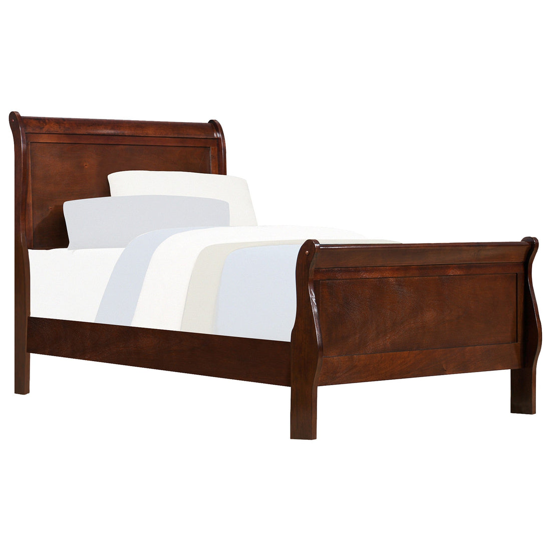 Mayville Brown Cherry Twin Sleigh Bed - SET | 2147T-1 | 2147T-3 - Bien Home Furniture &amp; Electronics