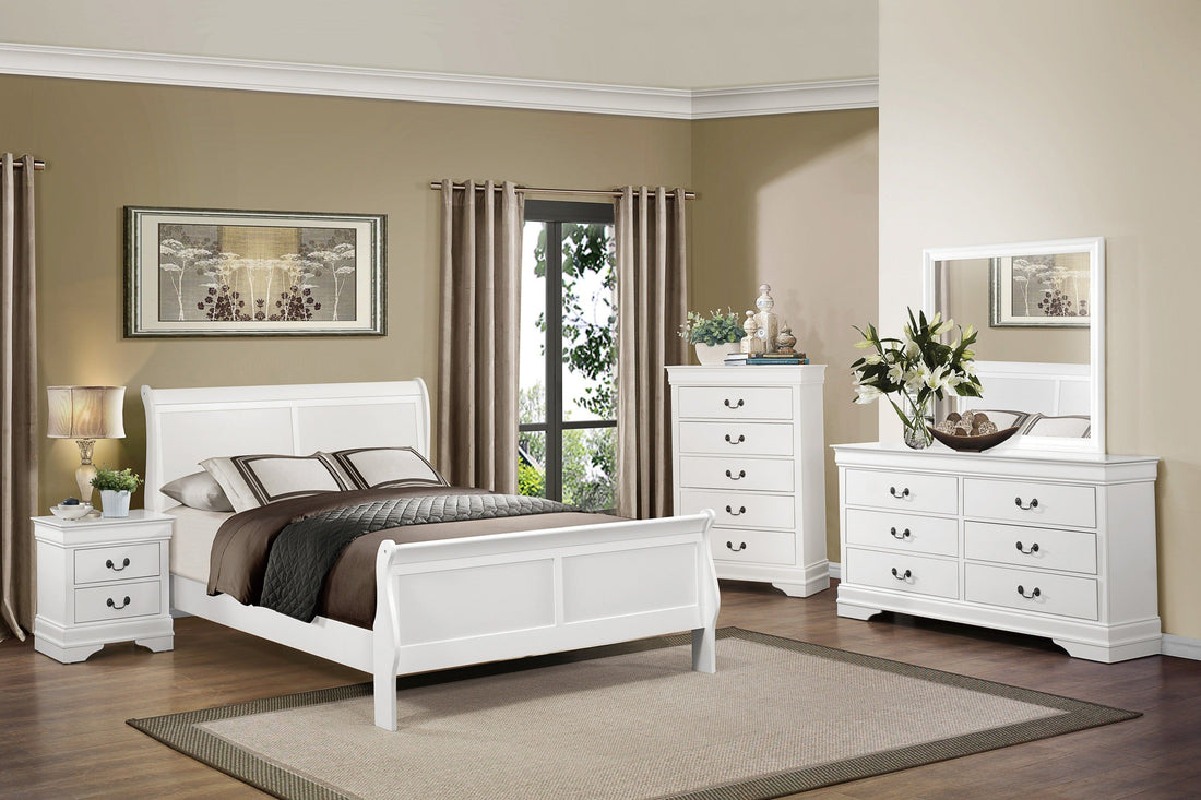 Mayville White Sleigh Bedroom Set - SET | 2147KW-1 | 2147KW-3EK | 2147W-5 | 2147W-6 | 2147W-4 | 2147W-9 - Bien Home Furniture &amp; Electronics