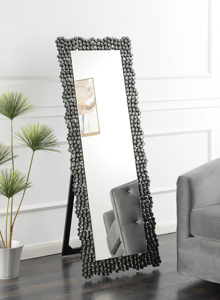 McKay Silver/Smoky Gray Textural Frame Cheval Floor Mirror - 961422 - Bien Home Furniture &amp; Electronics