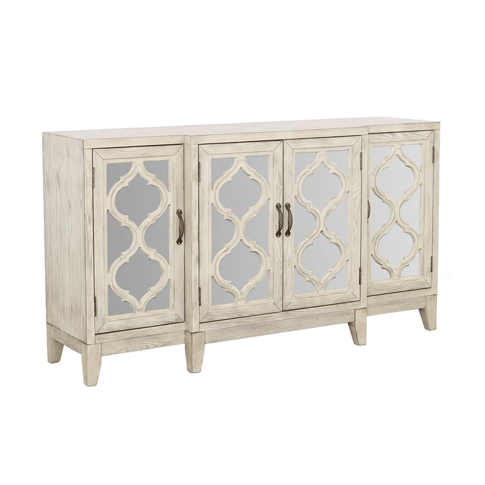 McKellen Antique White 4-Door Accent Cabinet - 953376 - Bien Home Furniture &amp; Electronics