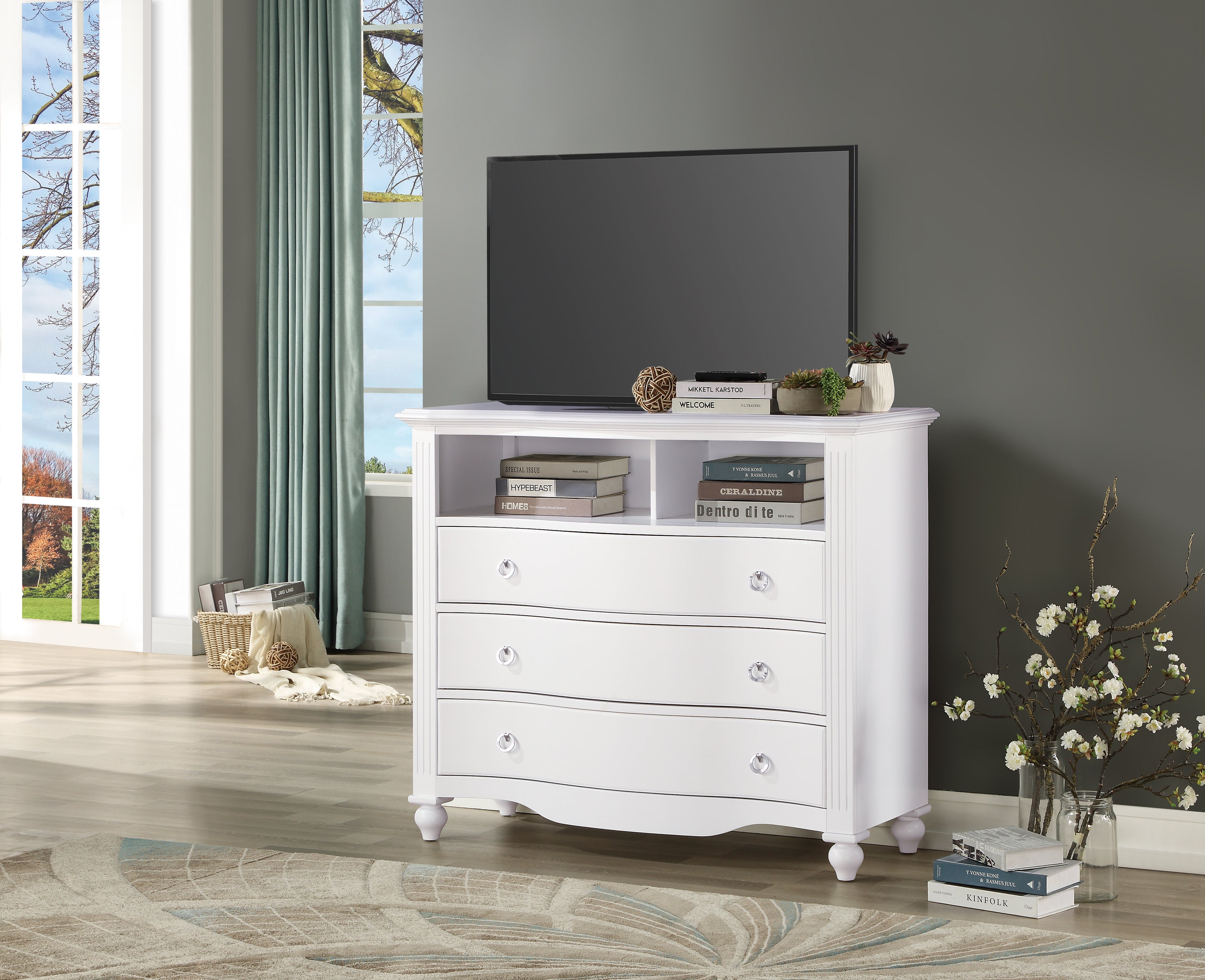 Meghan White Media Chest - 2058WH-11 - Bien Home Furniture &amp; Electronics