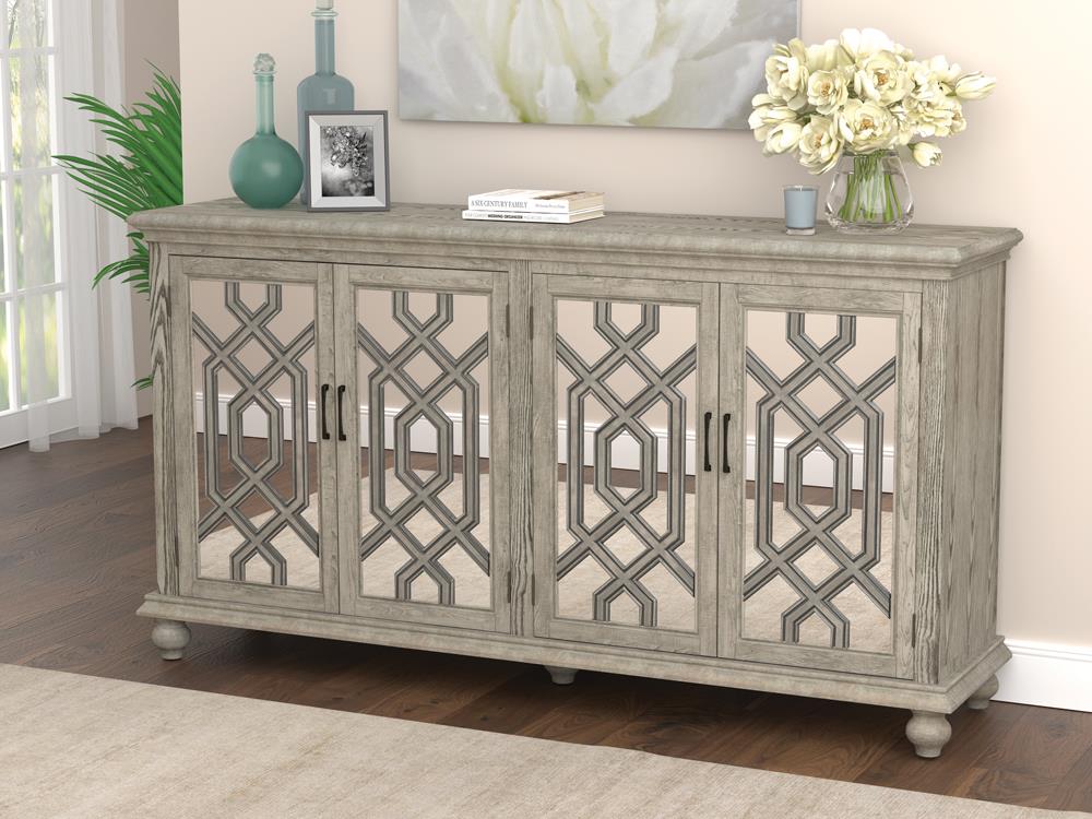 Melanie Antique White 4-Door Accent Cabinet - 952845 - Bien Home Furniture &amp; Electronics