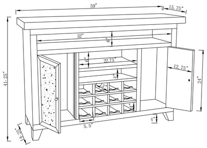 Melinda 2-Door Wine Cabinet with Lighting Mirror - 183627 - Bien Home Furniture &amp; Electronics