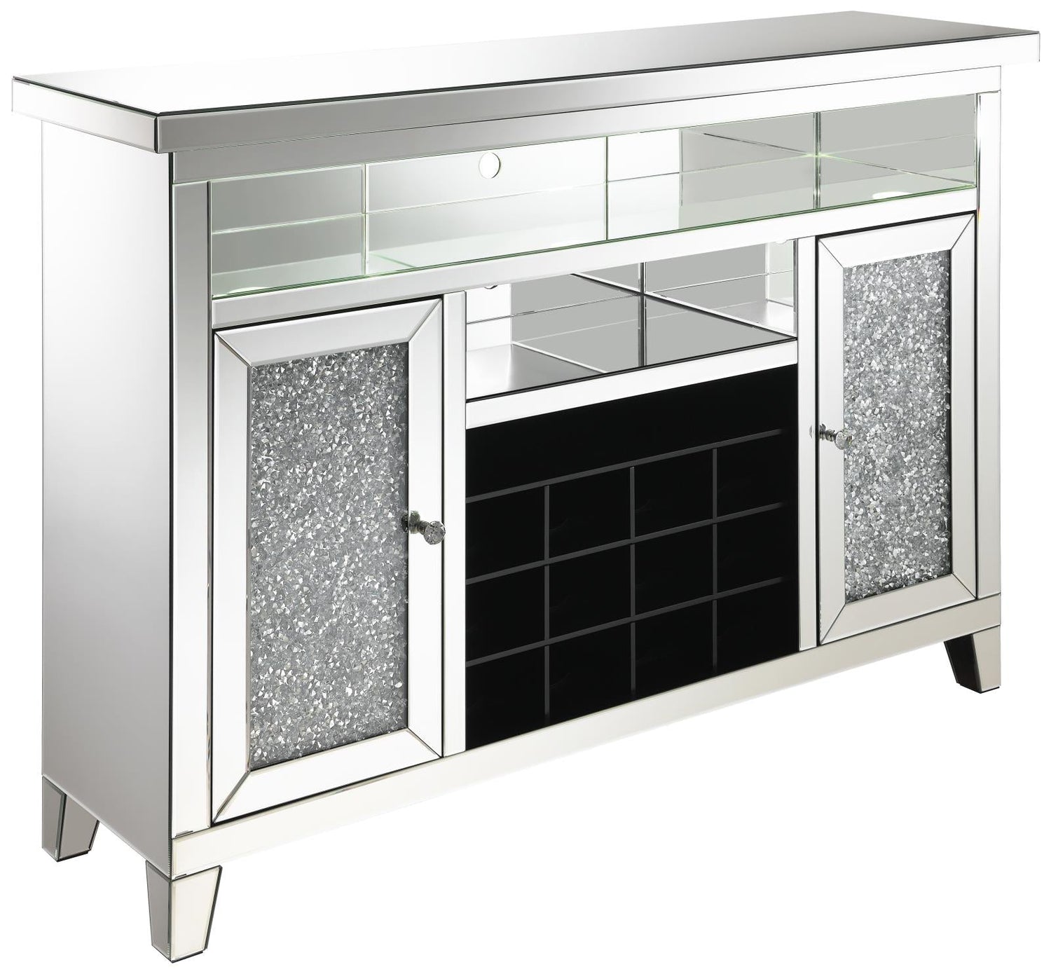 Melinda 2-Door Wine Cabinet with Lighting Mirror - 183627 - Bien Home Furniture &amp; Electronics