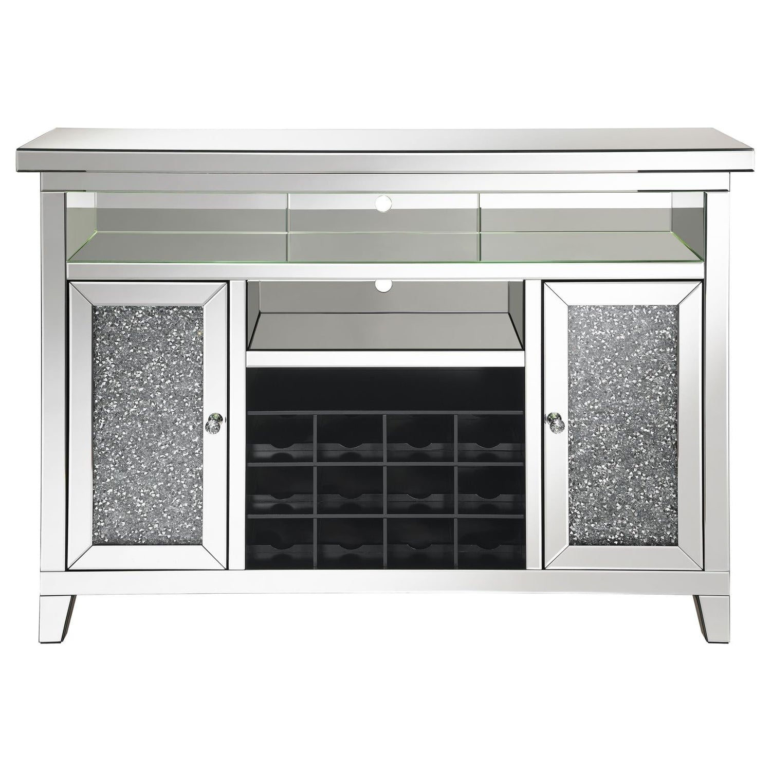 Melinda 2-Door Wine Cabinet with Lighting Mirror - 183627 - Bien Home Furniture &amp; Electronics