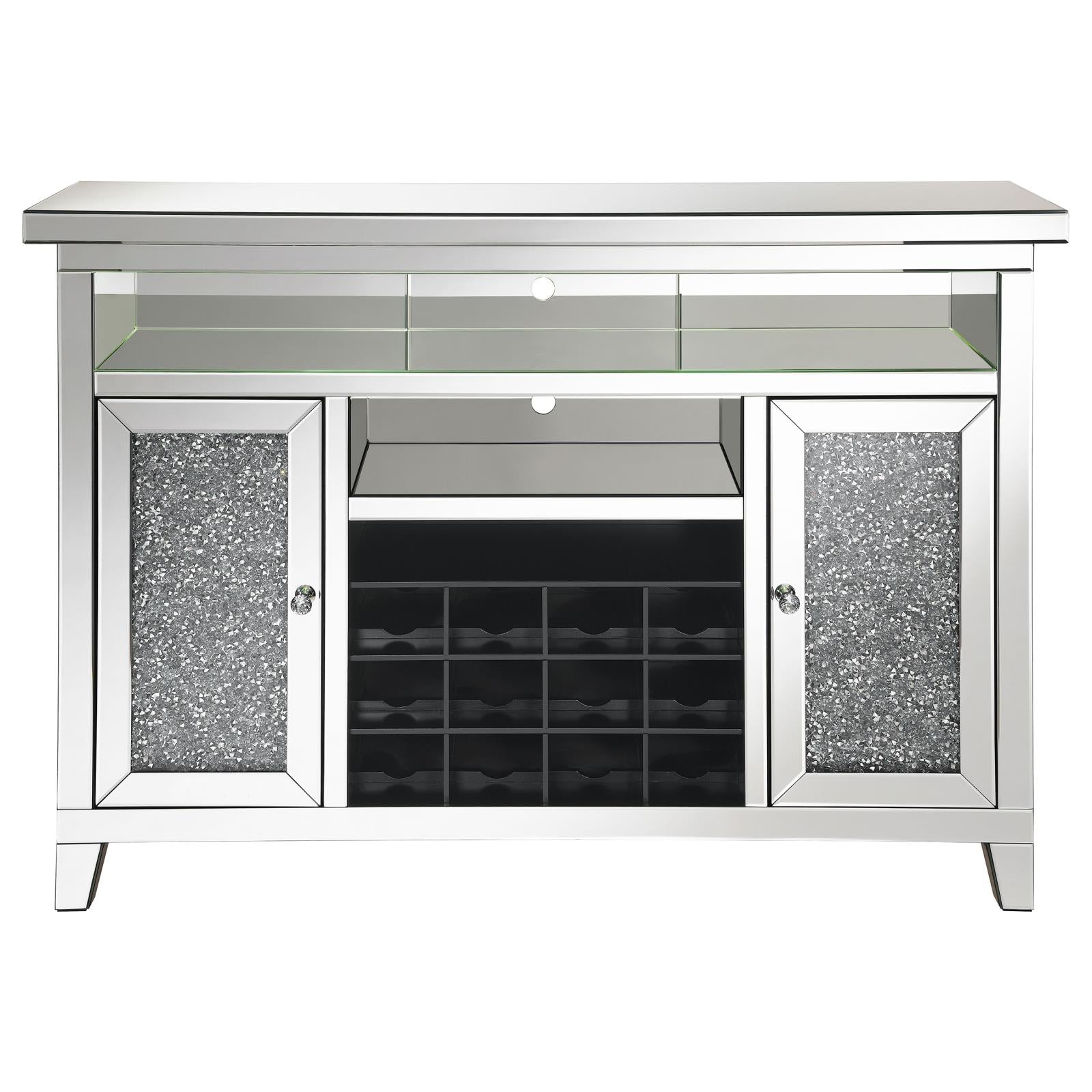 Melinda 2-Door Wine Cabinet with Lighting Mirror - 183627 - Bien Home Furniture &amp; Electronics
