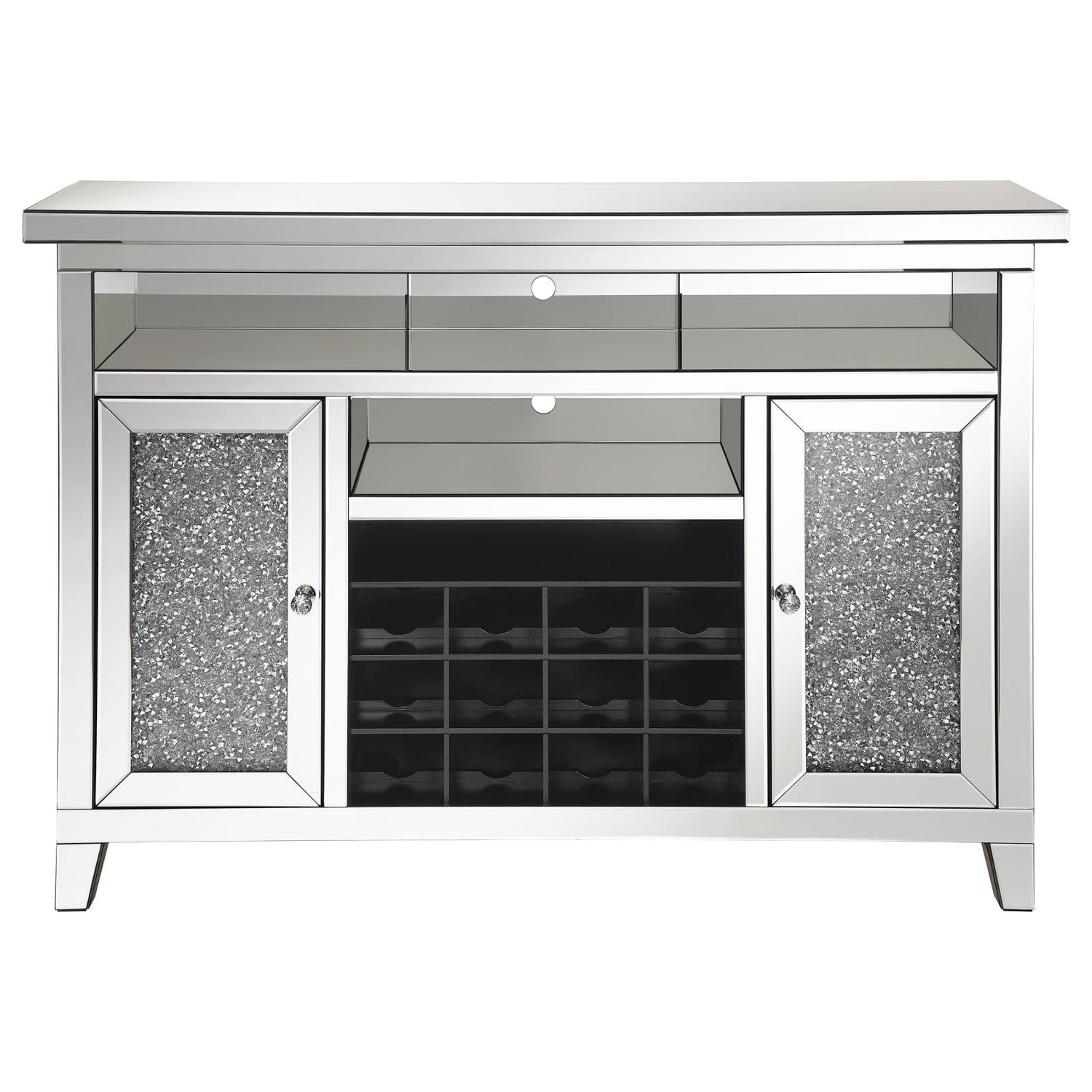 Melinda 2-Door Wine Cabinet with Lighting Mirror - 183627 - Bien Home Furniture &amp; Electronics