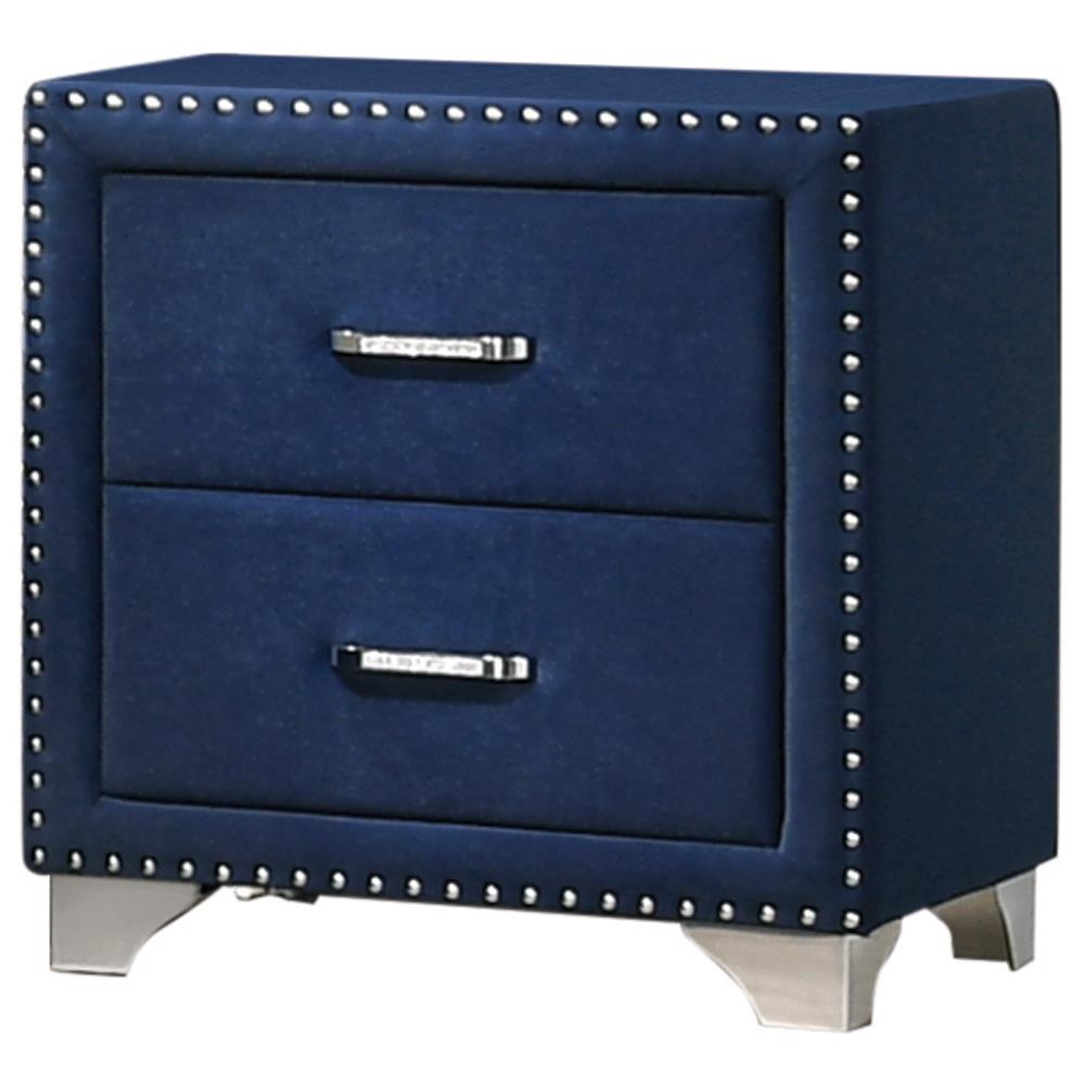 Melody 2-Drawer Upholstered Nightstand Pacific Blue - 223372 - Bien Home Furniture &amp; Electronics