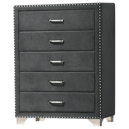 Melody 5-Drawer Upholstered Chest Gray - 223385 - Bien Home Furniture &amp; Electronics