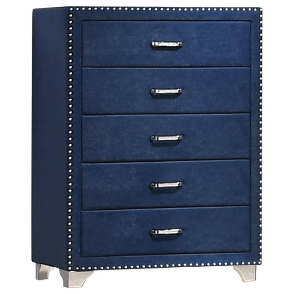 Melody 5-Drawer Upholstered Chest Pacific Blue - 223375 - Bien Home Furniture &amp; Electronics
