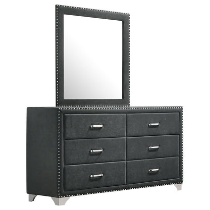 Melody 6-drawer Upholstered Dresser with Mirror Grey - 223383M - Bien Home Furniture &amp; Electronics