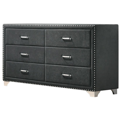 Melody Gray 6-Drawer Upholstered Dresser - 223383 - Bien Home Furniture &amp; Electronics