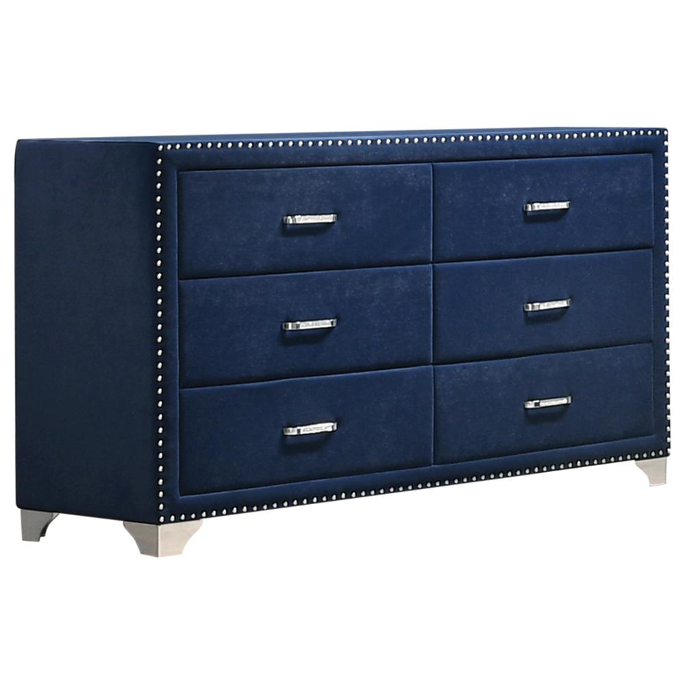 Melody Pacific Blue 6-Drawer Upholstered Dresser - 223373 - Bien Home Furniture &amp; Electronics