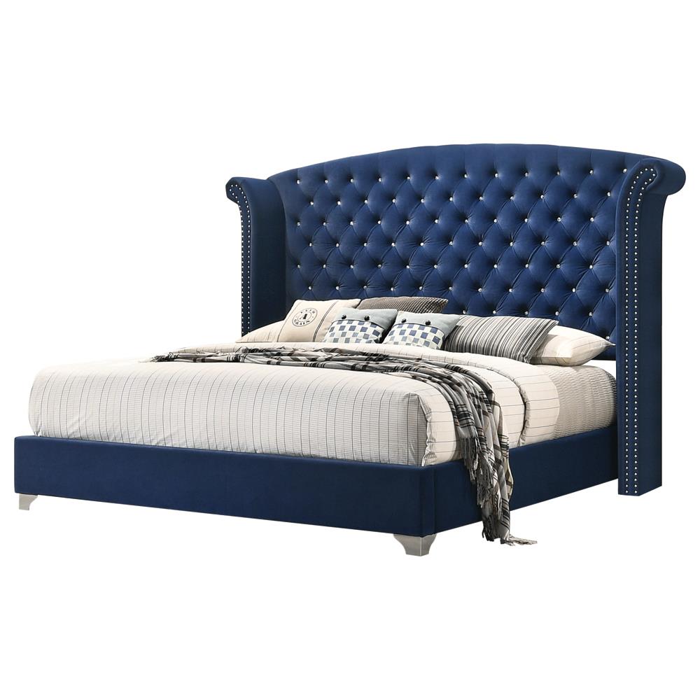 Melody Queen Wingback Upholstered Bed Pacific Blue - 223371Q - Bien Home Furniture &amp; Electronics