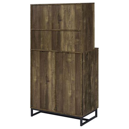 Mendoza Rustic Oak Herringbone/Gunmetal 2-Door Wine Cabinet - 182082 - Bien Home Furniture &amp; Electronics