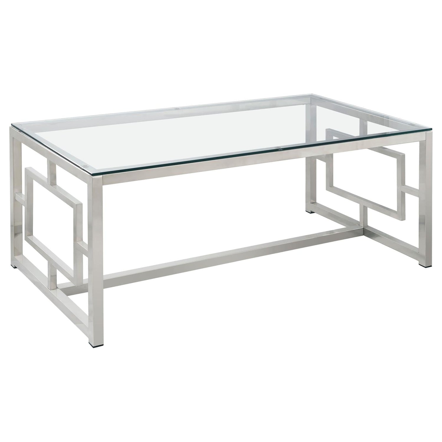 Merced Nickel Rectangle Glass Top Coffee Table - 703738 - Bien Home Furniture &amp; Electronics