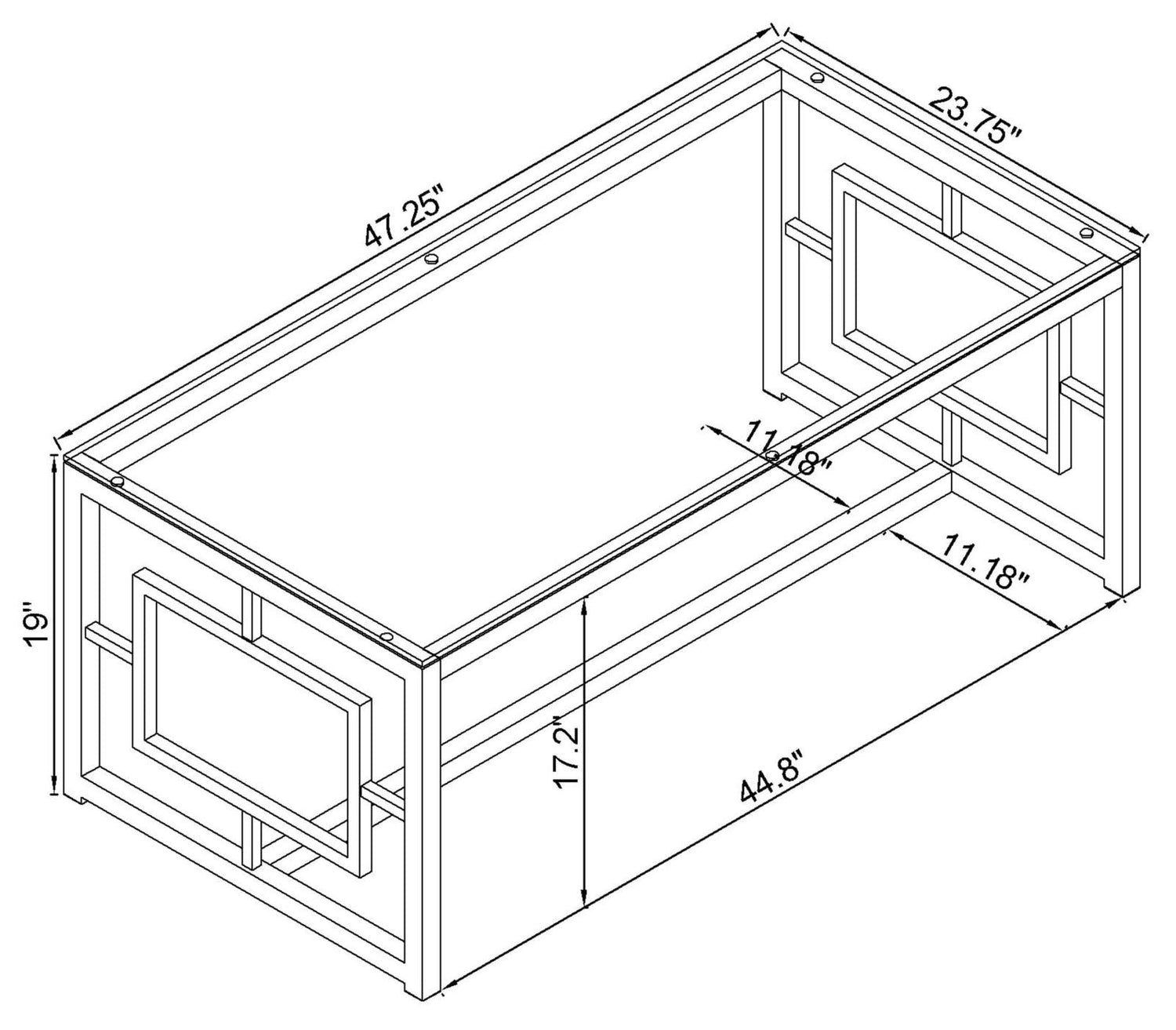 Merced Nickel Rectangle Glass Top Coffee Table - 703738 - Bien Home Furniture &amp; Electronics