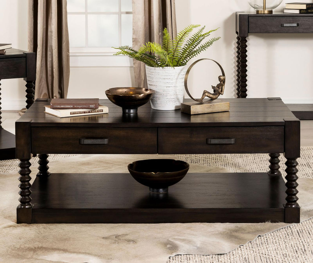Meredith Coffee Bean 2-Drawer Coffee Table - 722578 - Bien Home Furniture &amp; Electronics