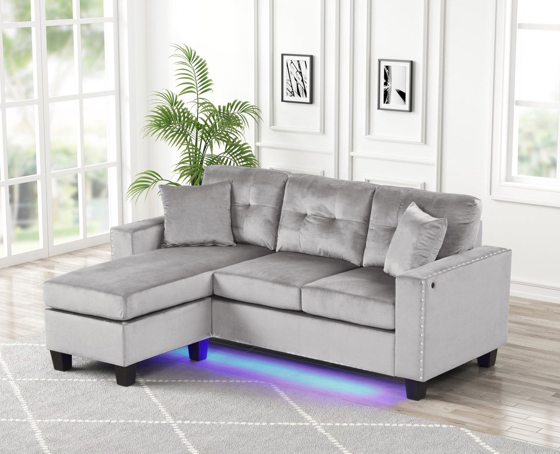 Messi Grey - Reversible Sectional - Messi Grey - Bien Home Furniture &amp; Electronics