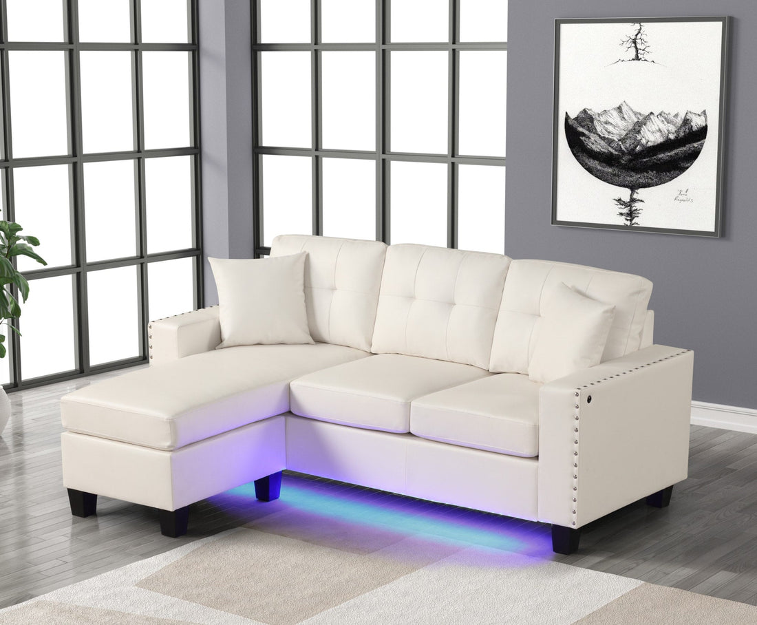 Messi White PU - Reversible Sectional - Messi - White PU - Bien Home Furniture &amp; Electronics