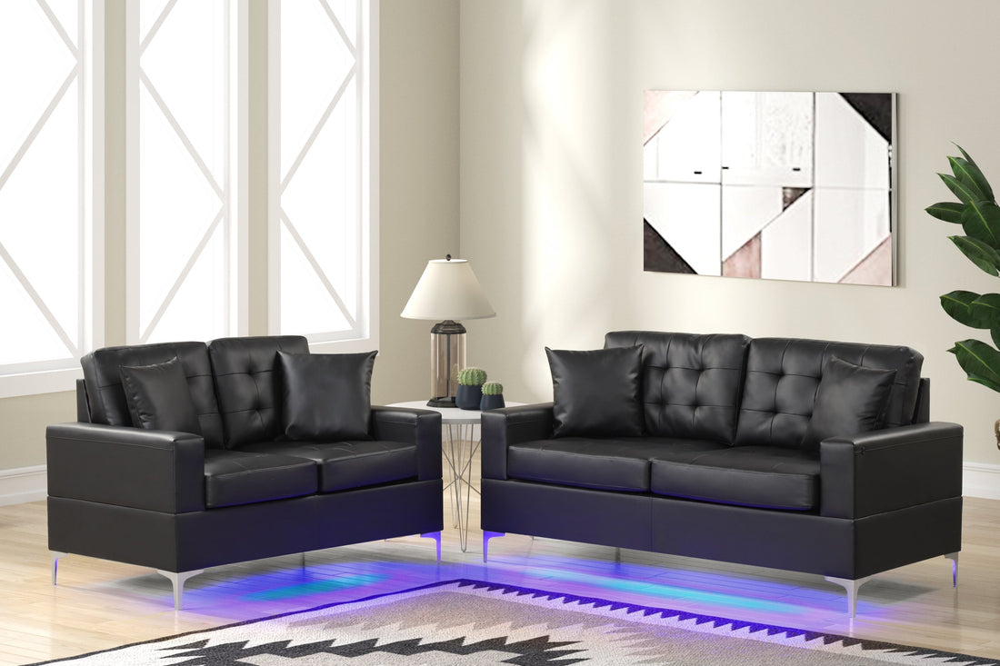 Miami Black LED Living Room Set - MIAMI BLACK - Bien Home Furniture &amp; Electronics
