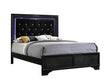 Micah Black Queen LED Upholstered Panel Bed - SET | B4350-Q-HBFB | B4350-KQ-RAIL - Bien Home Furniture & Electronics