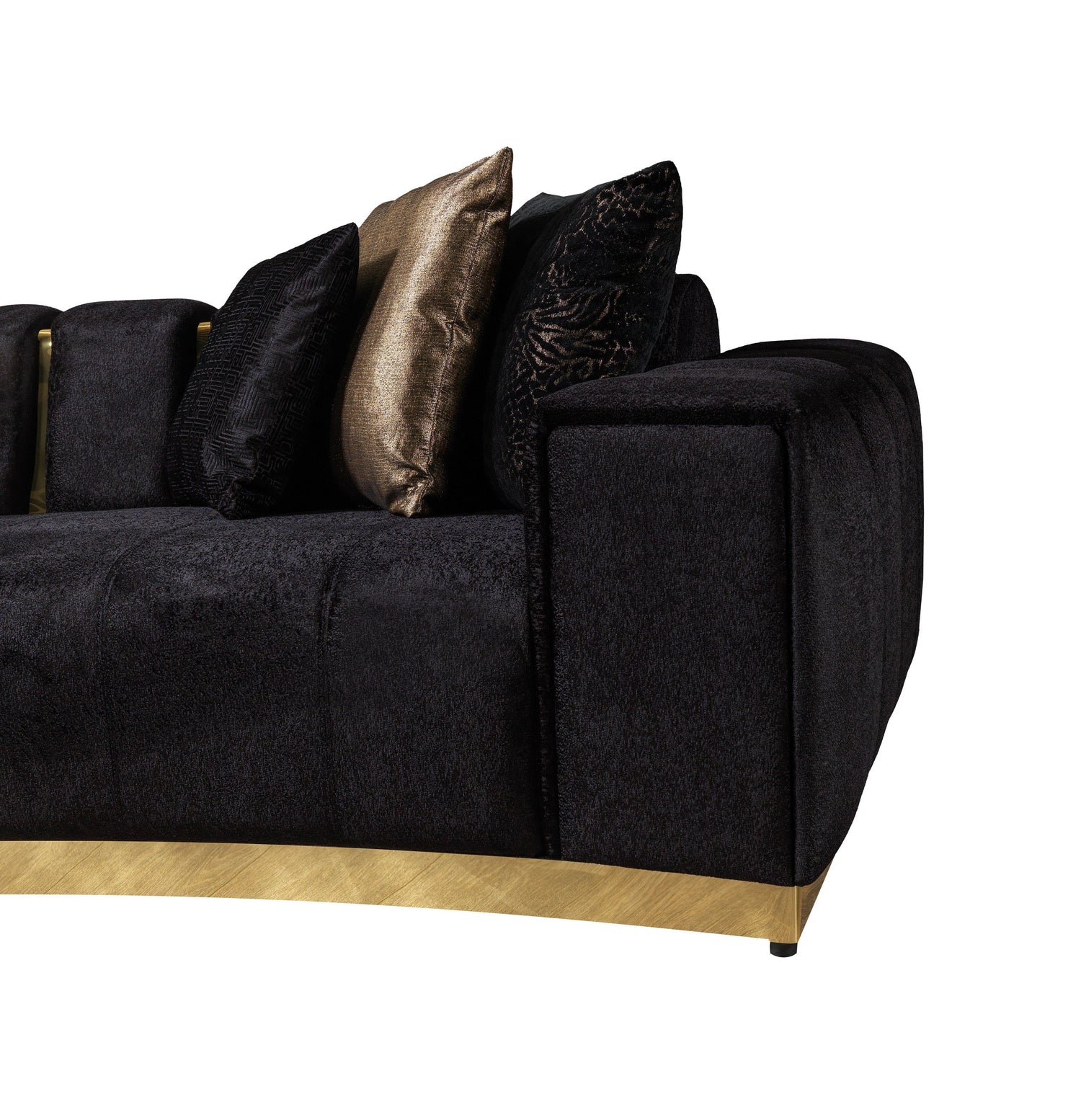 Michelle Black Velvet Curved Sectional - MICHELLE BK-SEC - Bien Home Furniture &amp; Electronics