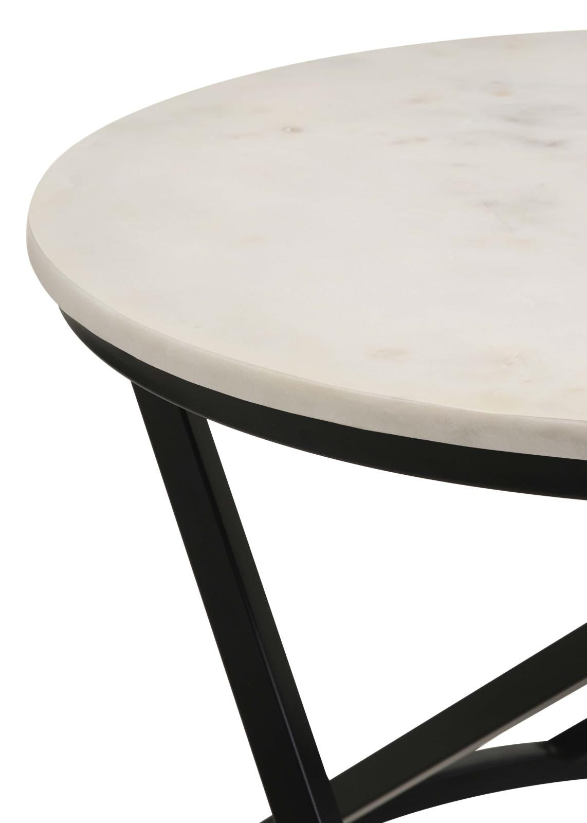 Miguel White/Black Marble Top Round Accent Table - 931227 - Bien Home Furniture &amp; Electronics