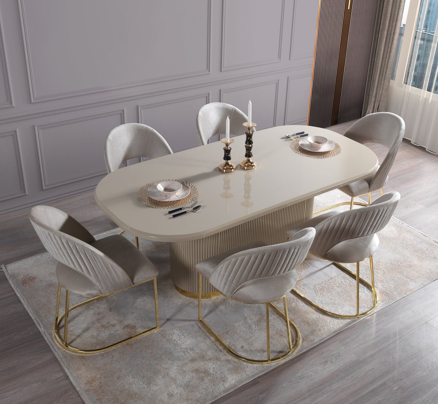 Milena Ivory 7-Piece Dining Set - MILENA DS-7PC - Bien Home Furniture &amp; Electronics