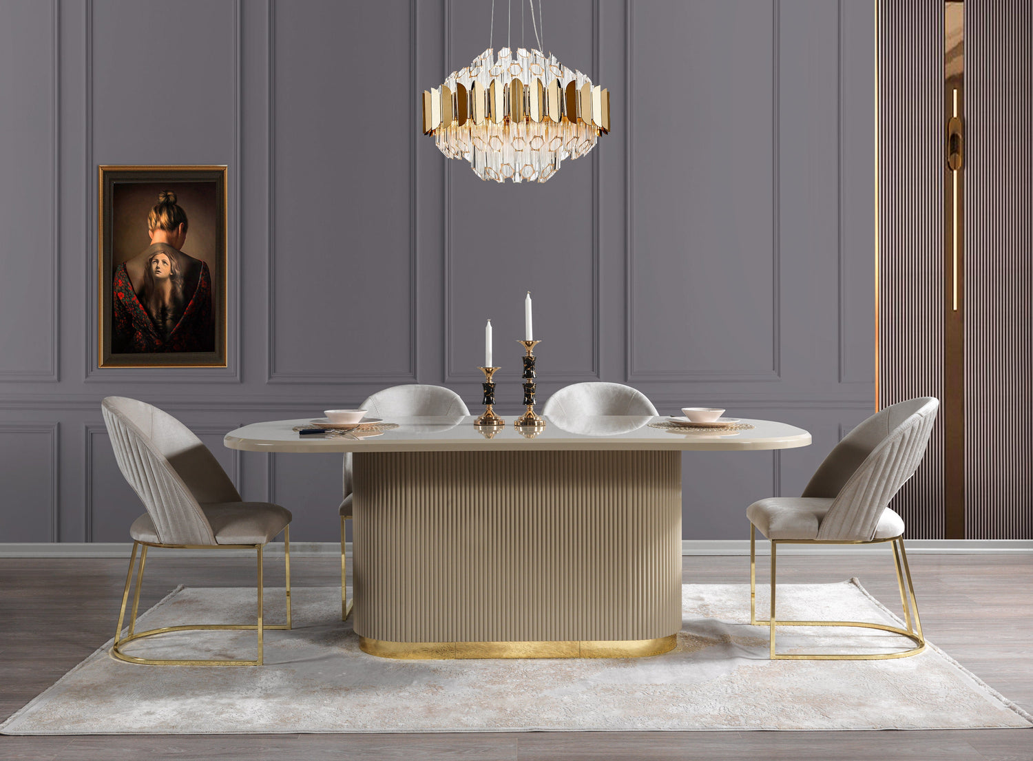 Milena Ivory 7-Piece Dining Set - MILENA DS-7PC - Bien Home Furniture &amp; Electronics