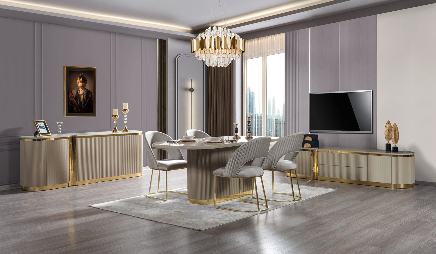 Milena Ivory 7-Piece Dining Set - MILENA DS-7PC - Bien Home Furniture &amp; Electronics