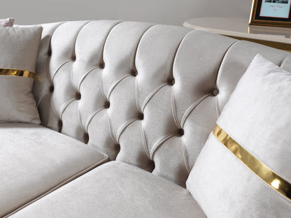 Milena Ivory Velvet Sofa &amp; Loveseat - MILENAIV-SL - Bien Home Furniture &amp; Electronics