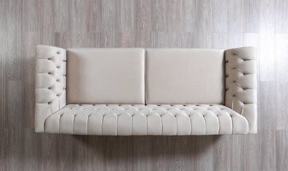 Milena Ivory Velvet Sofa &amp; Loveseat - MILENAIV-SL - Bien Home Furniture &amp; Electronics