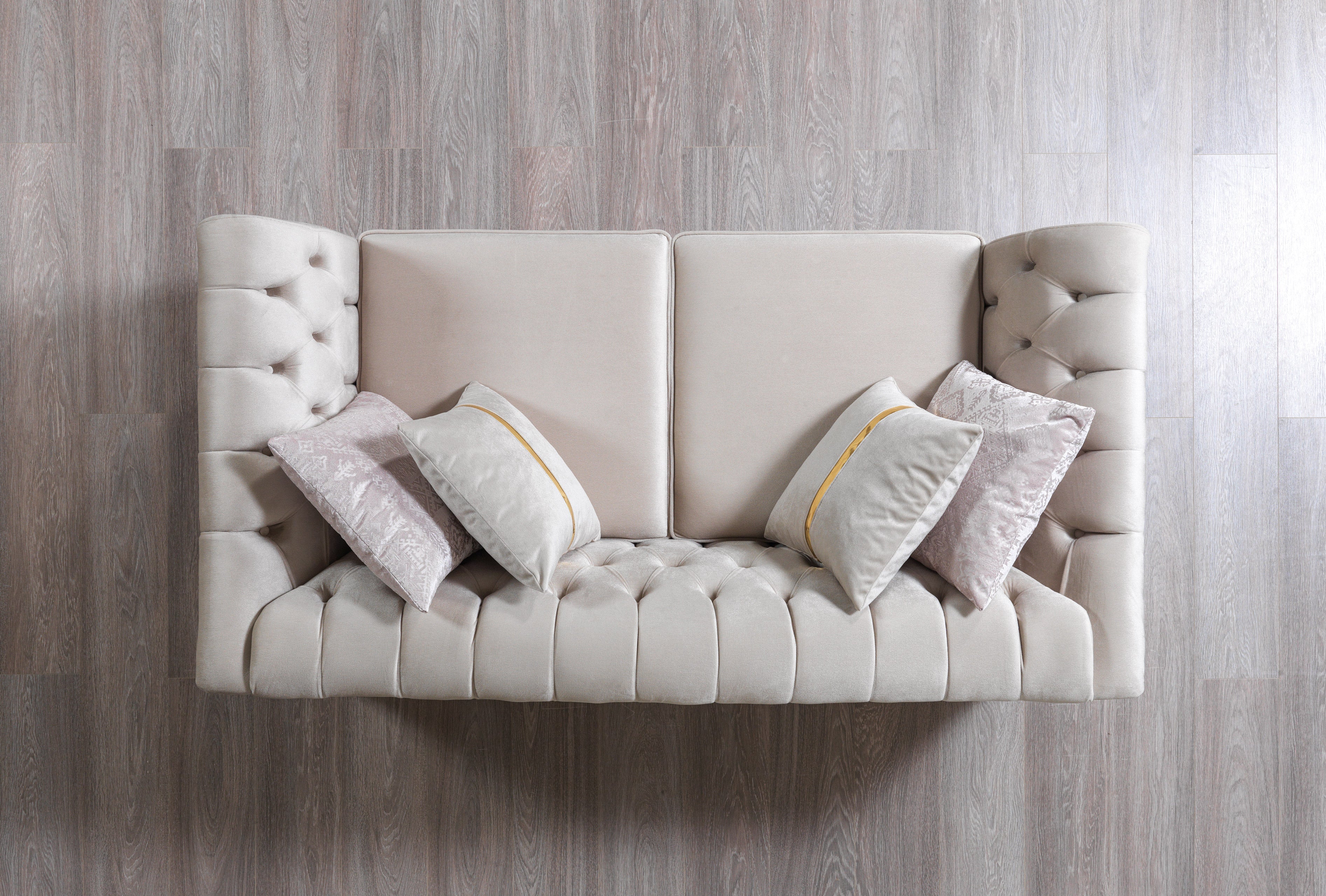 Milena Ivory Velvet Sofa &amp; Loveseat - MILENAIV-SL - Bien Home Furniture &amp; Electronics