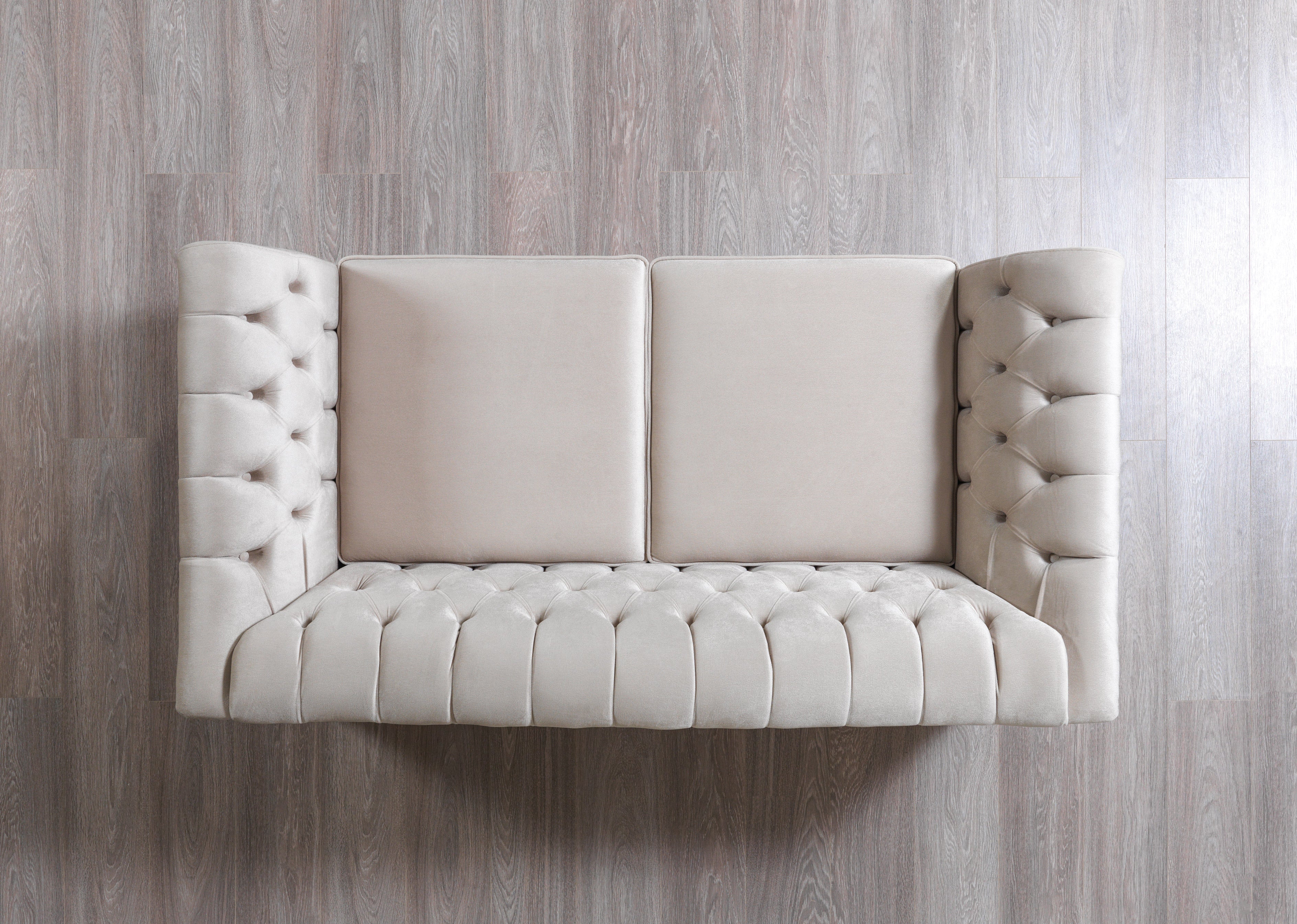 Milena Ivory Velvet Sofa &amp; Loveseat - MILENAIV-SL - Bien Home Furniture &amp; Electronics