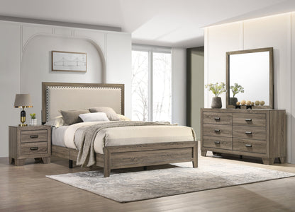 Mille Brownish Gray Upholstered Bedroom Set - SET | B9205-Q-BED | B9200-2 | B9200-4 - Bien Home Furniture &amp; Electronics