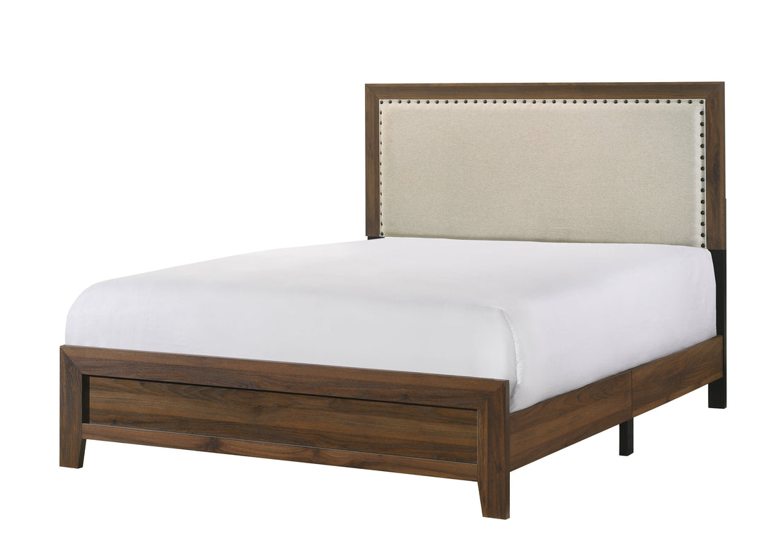 Mille Cherry Brown Upholstered Bedroom Set - SET | B9255-Q-BED | B9250-2 | B9250-4 - Bien Home Furniture &amp; Electronics