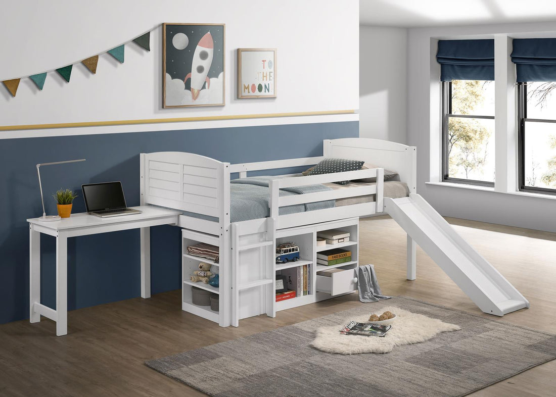 Millie Twin Workstation Loft Bed White - 400330T - Bien Home Furniture &amp; Electronics