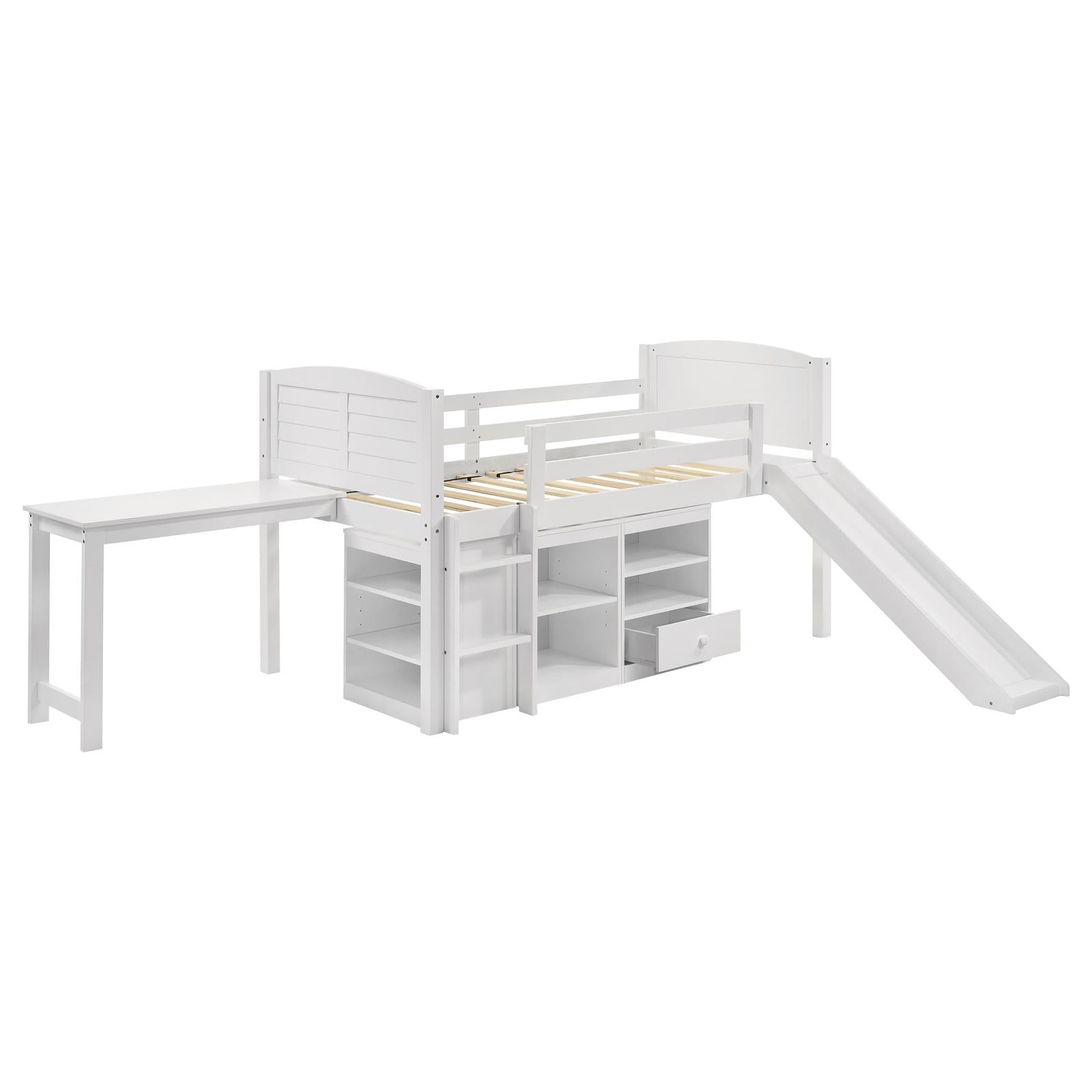 Millie Twin Workstation Loft Bed White - 400330T - Bien Home Furniture &amp; Electronics