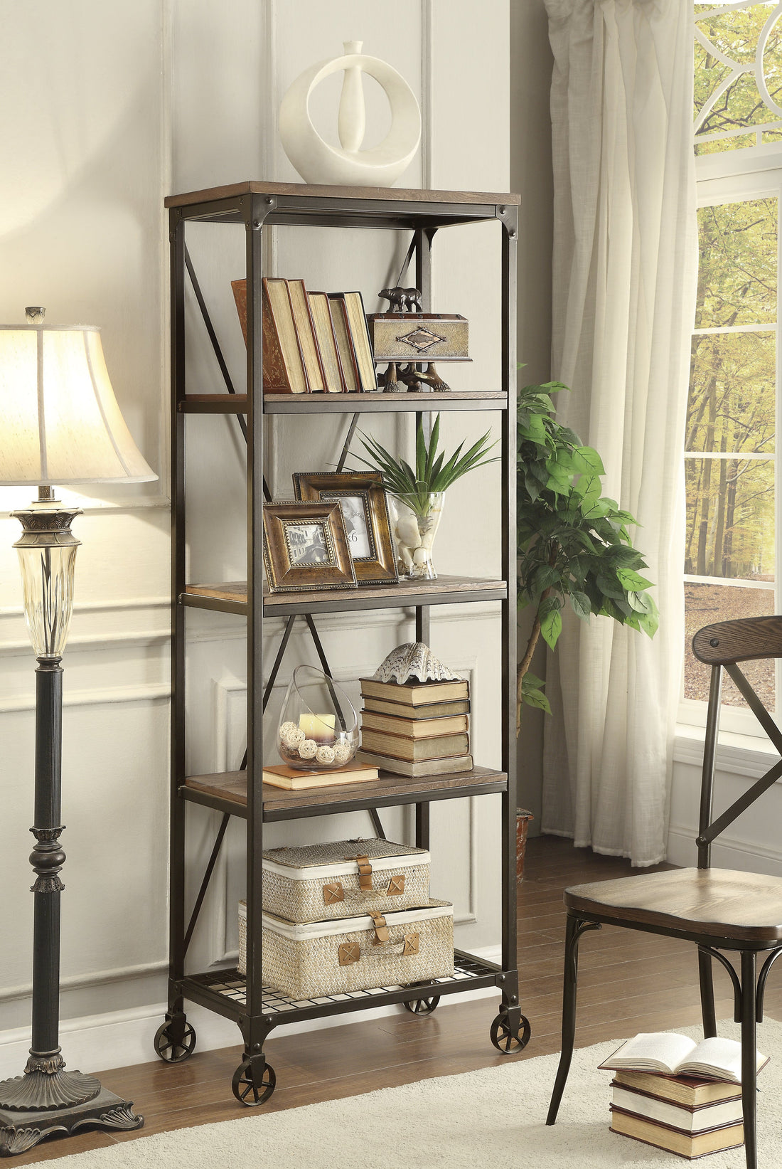 Millwood Natural/Rustic Black Bookcase - 5099-16 - Bien Home Furniture &amp; Electronics
