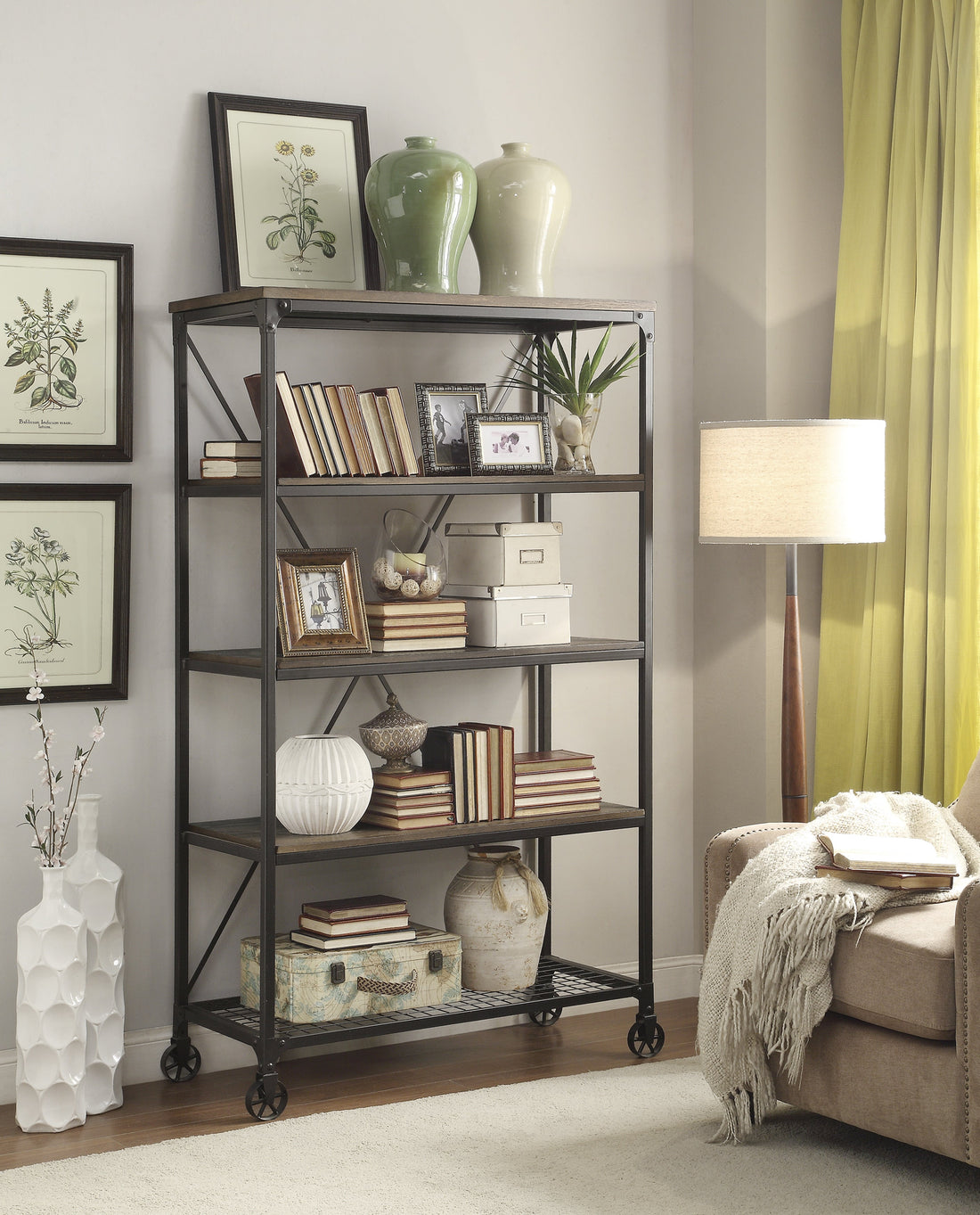 Millwood Natural/Rustic Black Bookcase - 5099-17 - Bien Home Furniture &amp; Electronics
