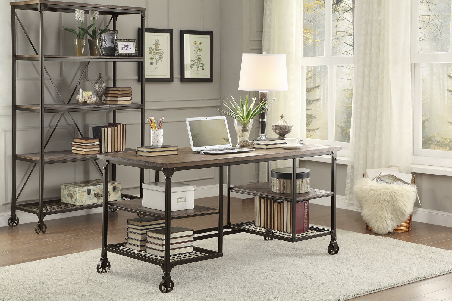 Millwood Natural/Rustic Black Writing Desk - 5099-15 - Bien Home Furniture &amp; Electronics