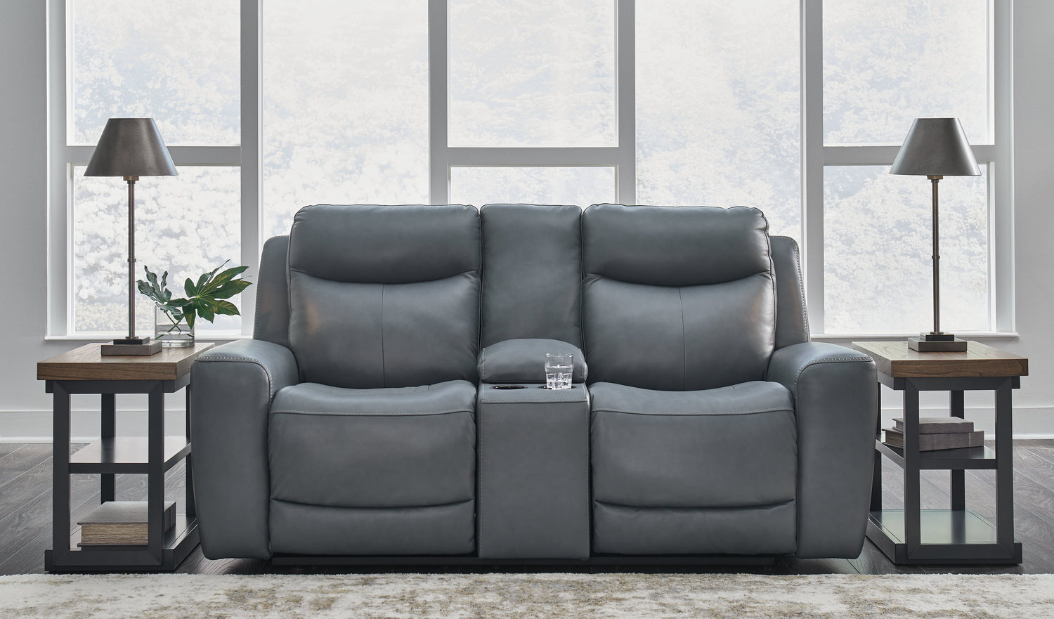 Mindanao Steel Power Reclining Loveseat with Console - U5950418 - Bien Home Furniture &amp; Electronics